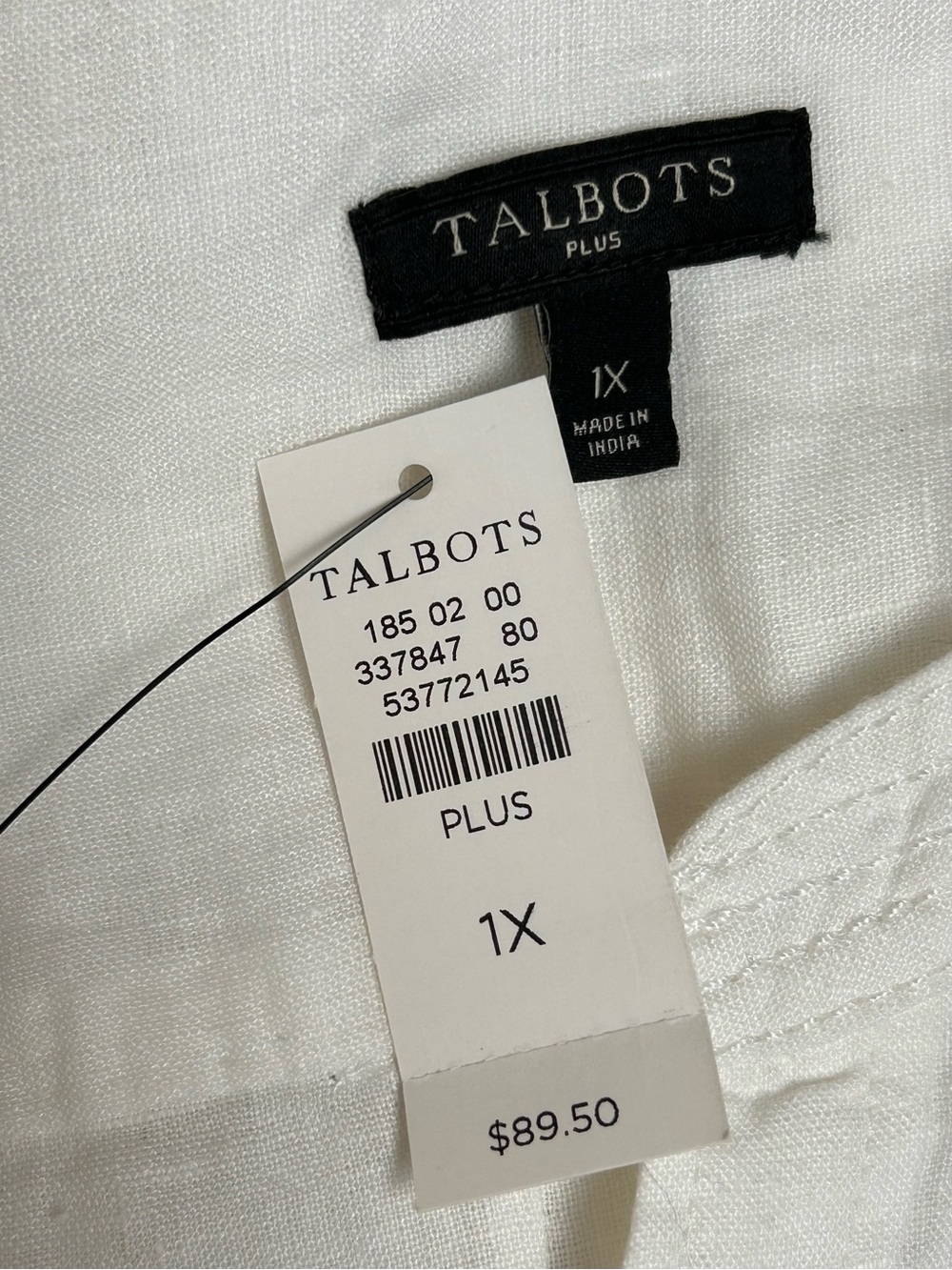 New Talbots Linen Top 1X White Button Front Tunic Blouse Plus Size Lightweight - Picture 5 of 6